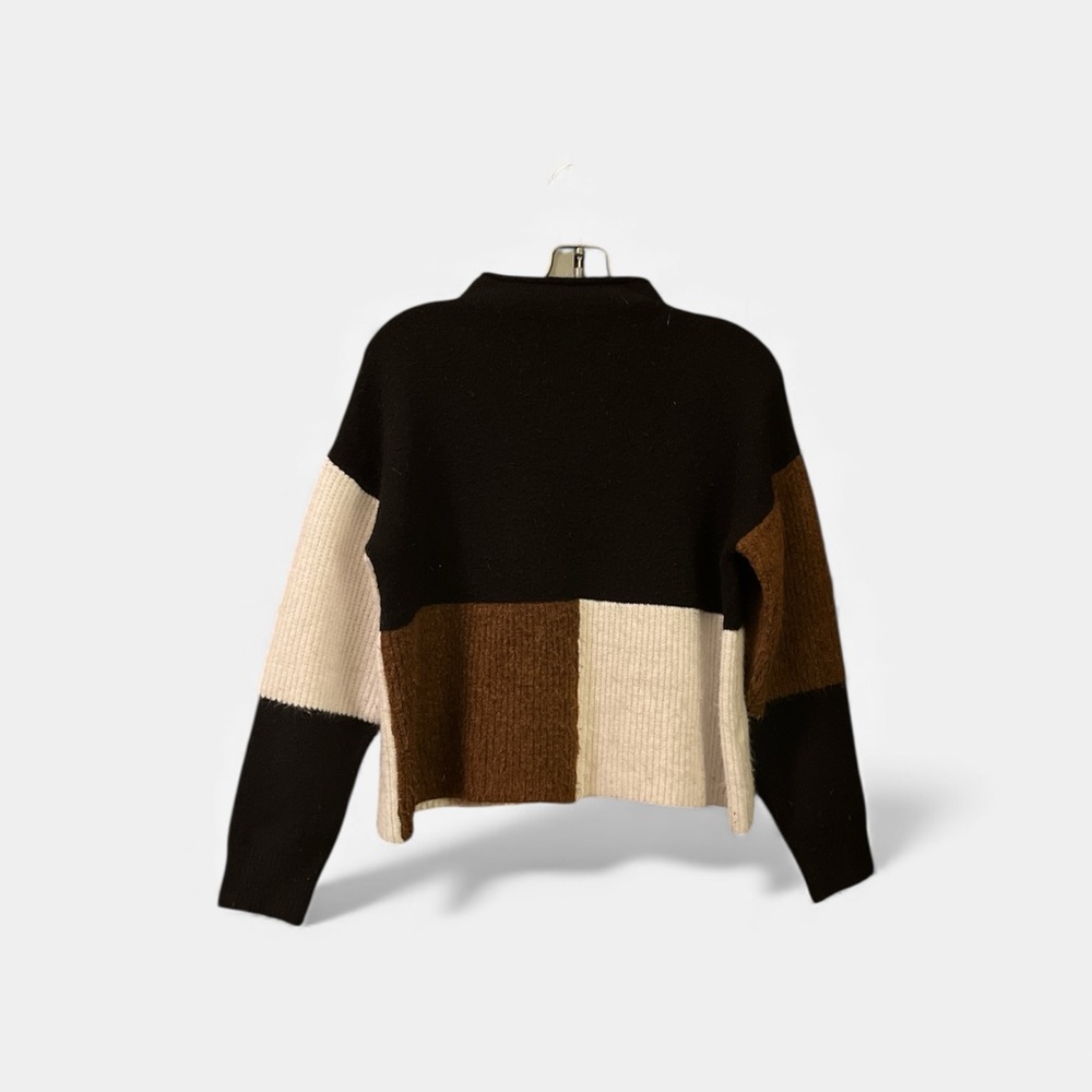 Bohme Color-block Mock-neck Sweater - Black, Brown, Cream